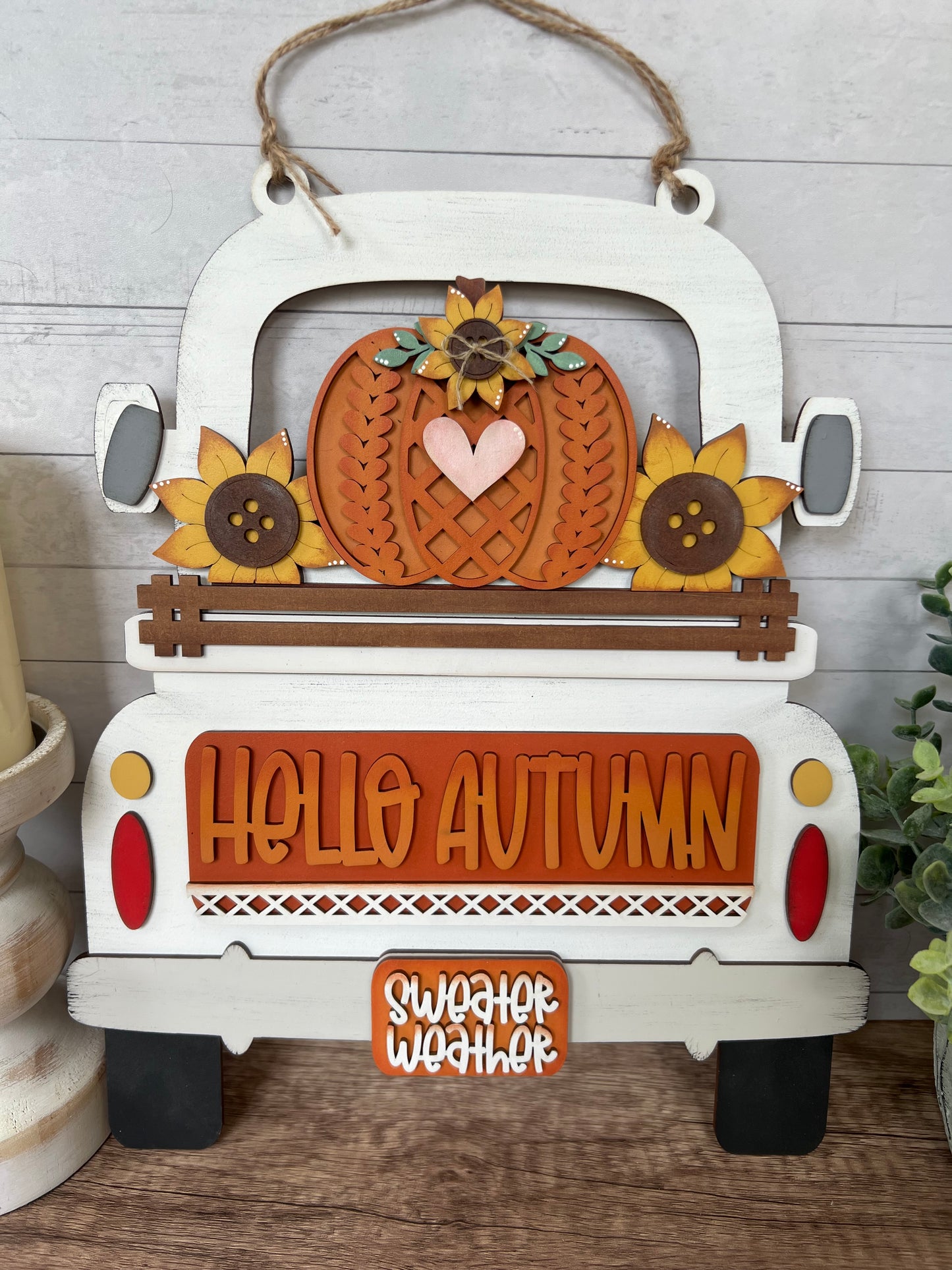 Sweater Weather Interchangeable Truck & Cutting Board Hanging Truck | Fall Interchangeable Truck Decor