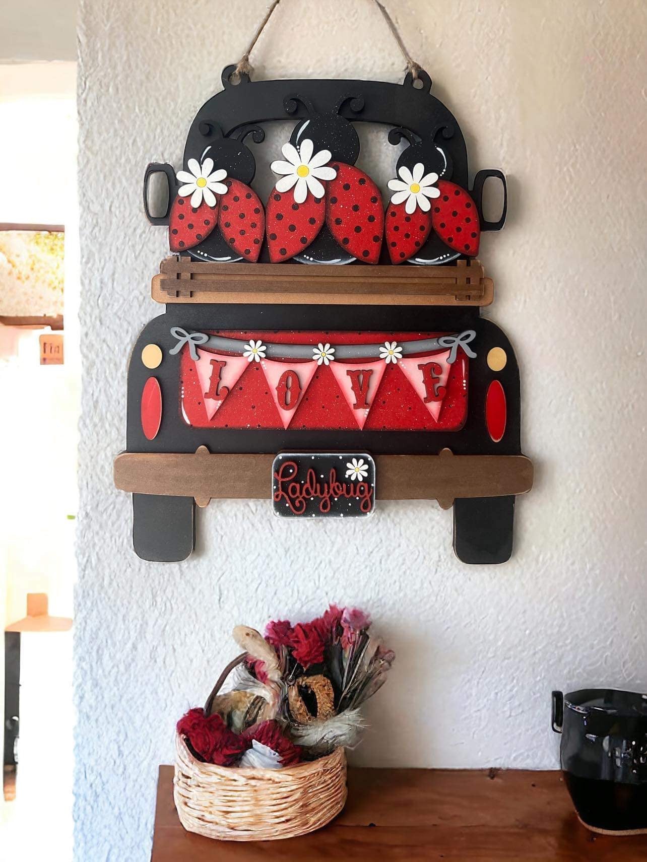 Spring Summer Lady Bug Truck | Cutting Board
