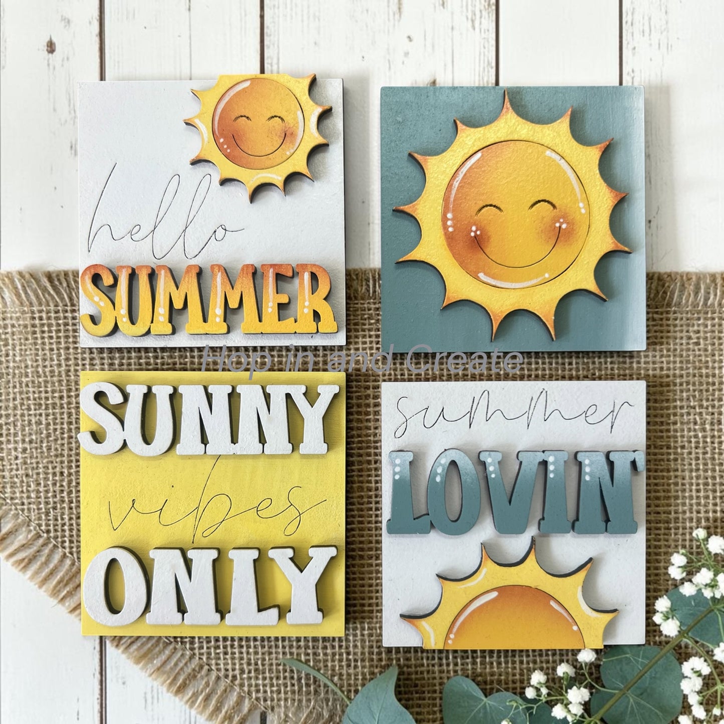 Hello Summer Mini Tile Set | Interchangeable Summer Decor