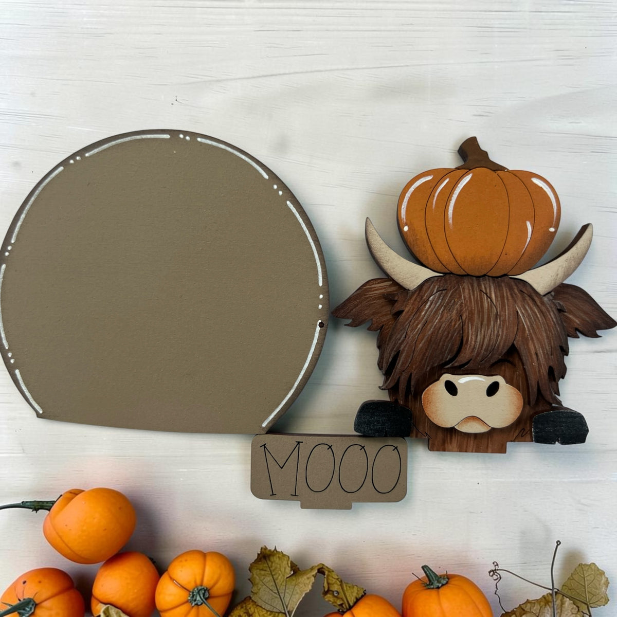 Fall Pumpkin Highland Cow Mini Snow Globe Insert
