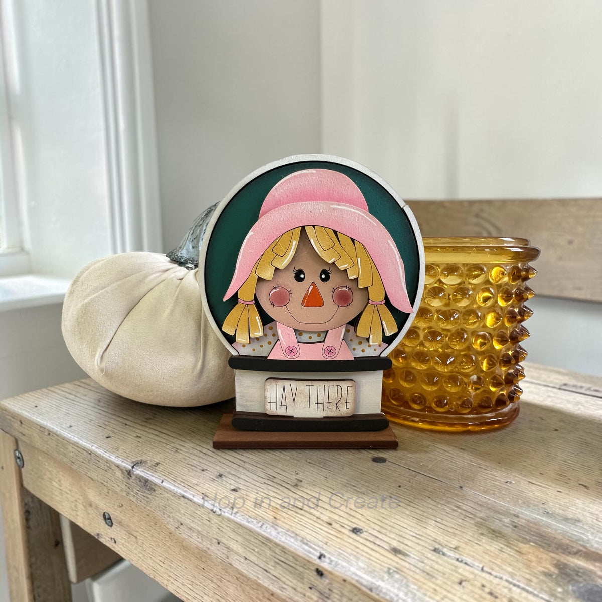 Fall Girl Scarecrow Mini Snow Globe Insert