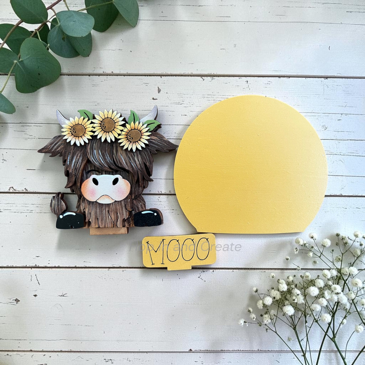 Sunflower Highland Cow Mini Snow Globe Insert