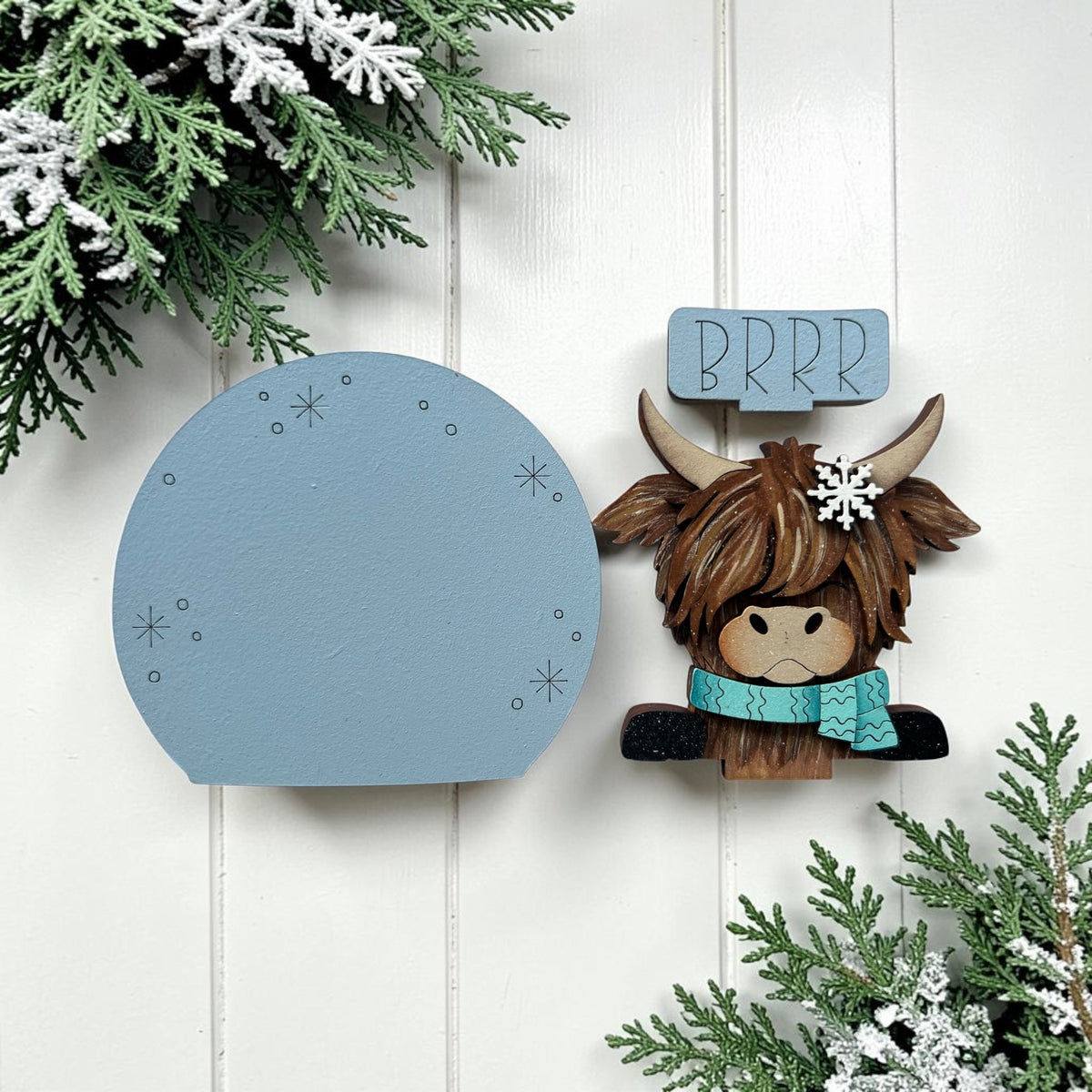 Winter Highland Cow Mini Snow Globe Insert