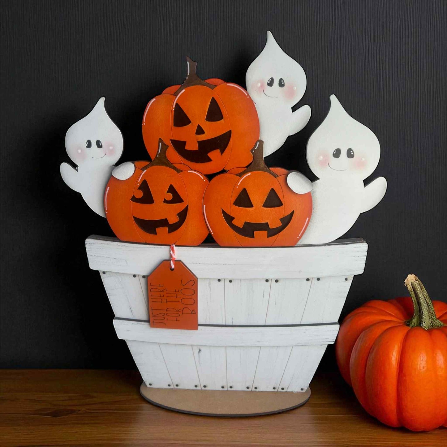 Halloween Ghosts and Pumpkins Basket Insert – Full Size | Interchangeable Halloween Decor