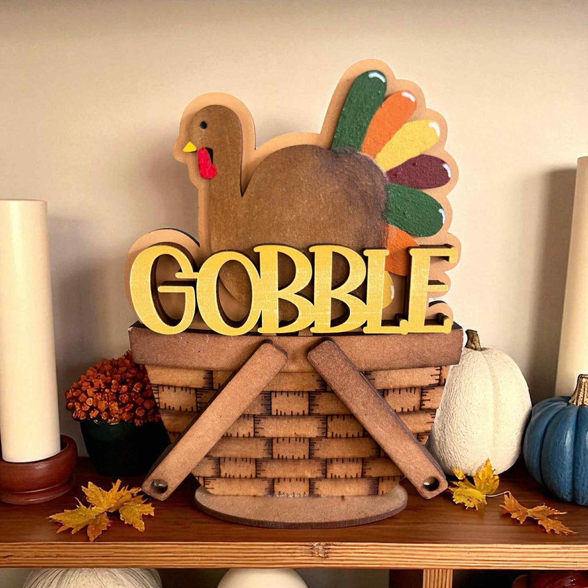 Mini Thanksgiving Turkey 1 (Gobble) Standing Basket Insert