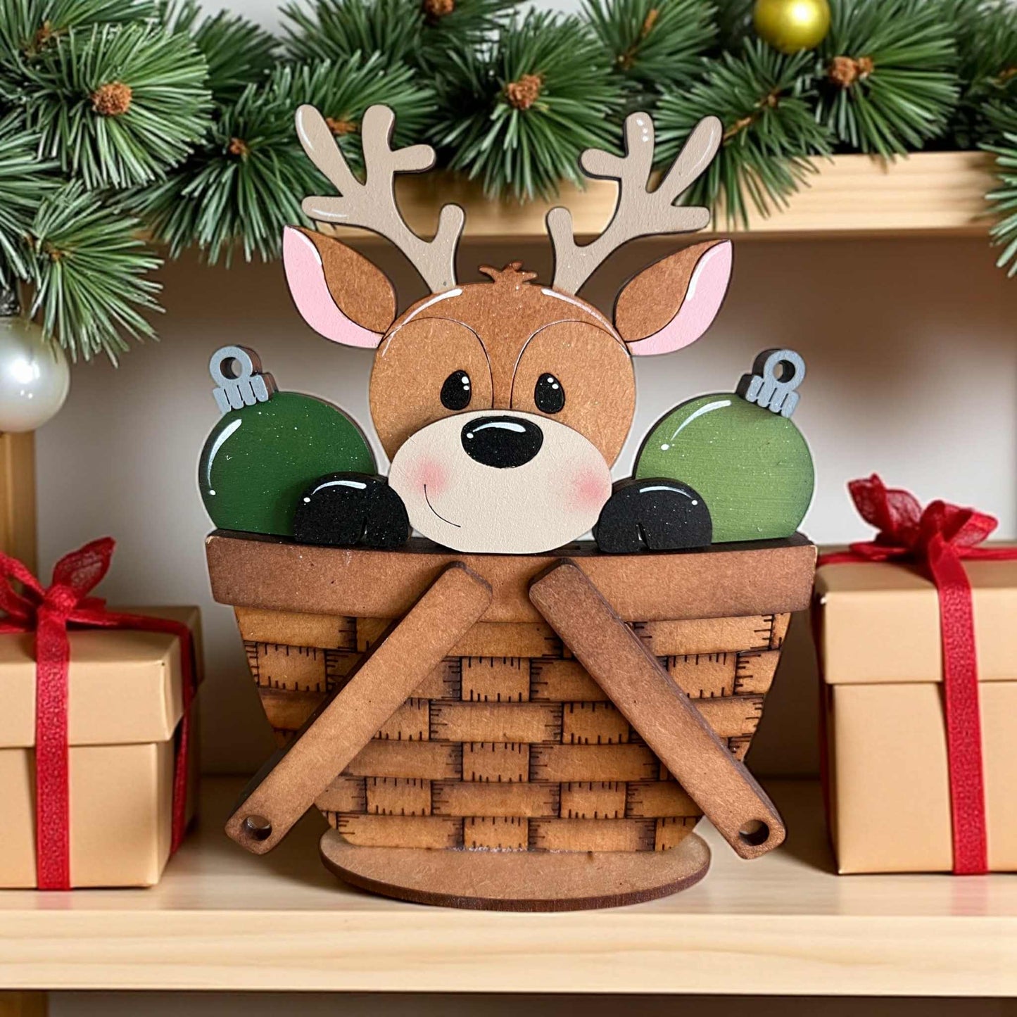Mini Christmas Reindeer 1 (ornaments) Standing Basket Insert
