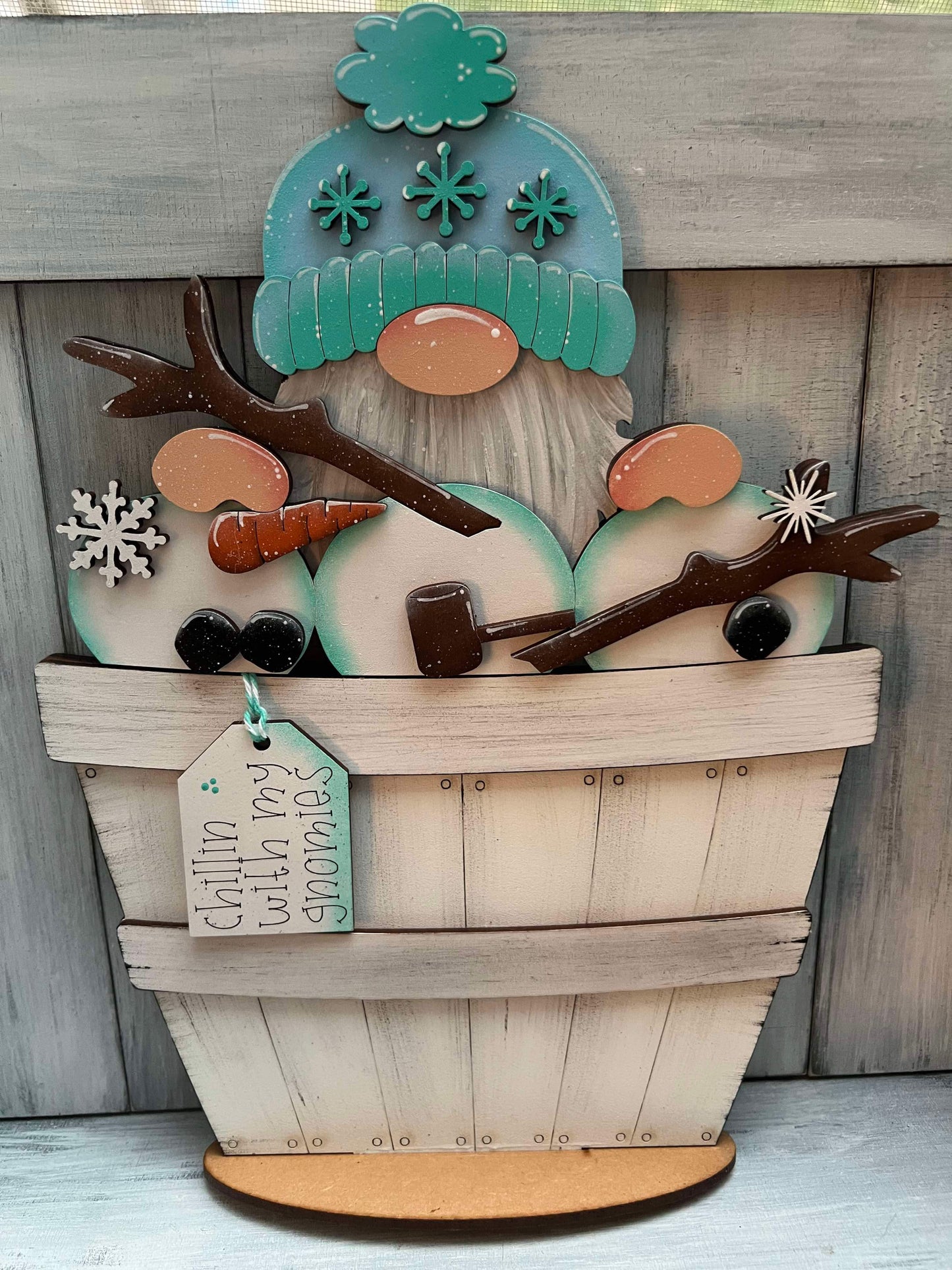 Winter Gnome Basket Insert – Full Size | Interchangeable Winter Decor