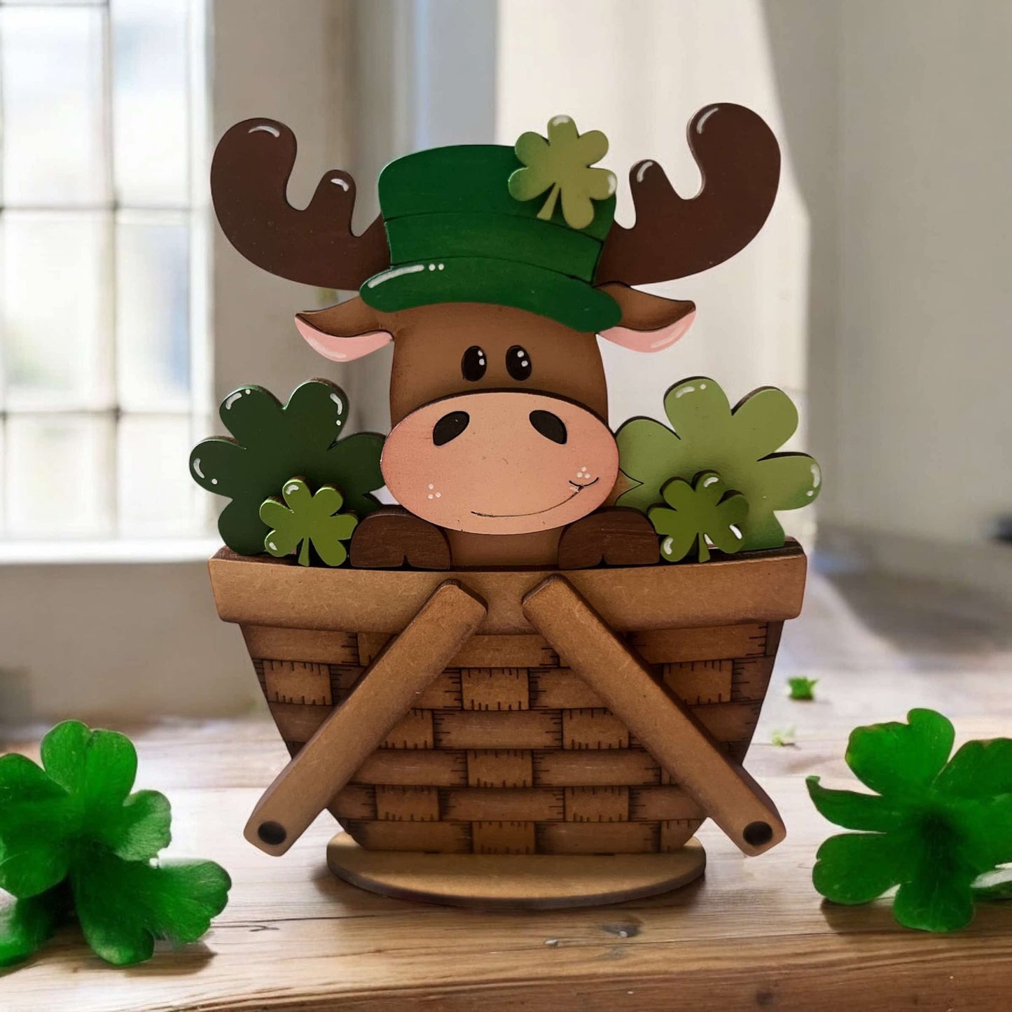 Mini St. Patrick’s Moose 1 (Shamrocks) Standing Basket Insert