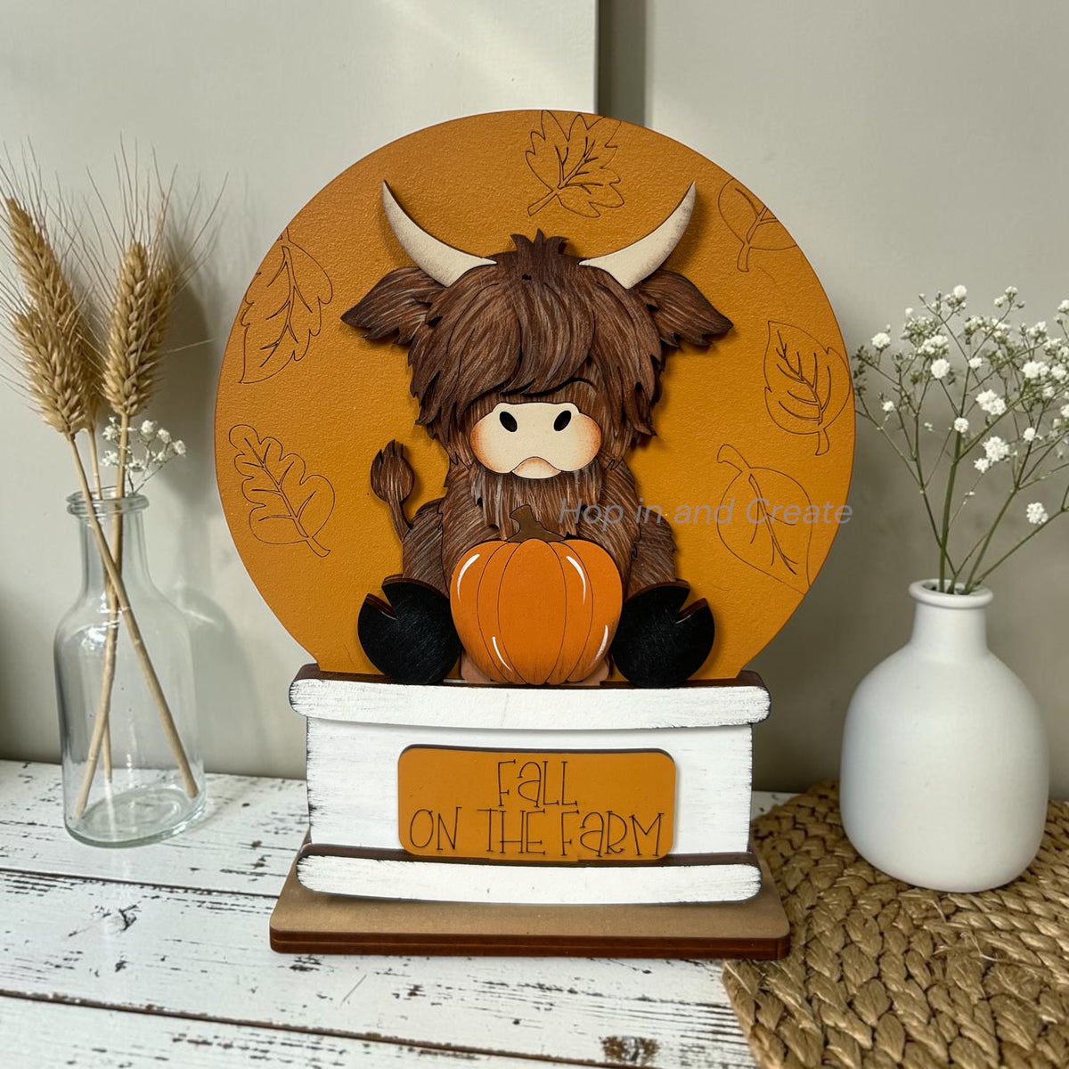 Fall Highland Cow Easel Globe Insert
