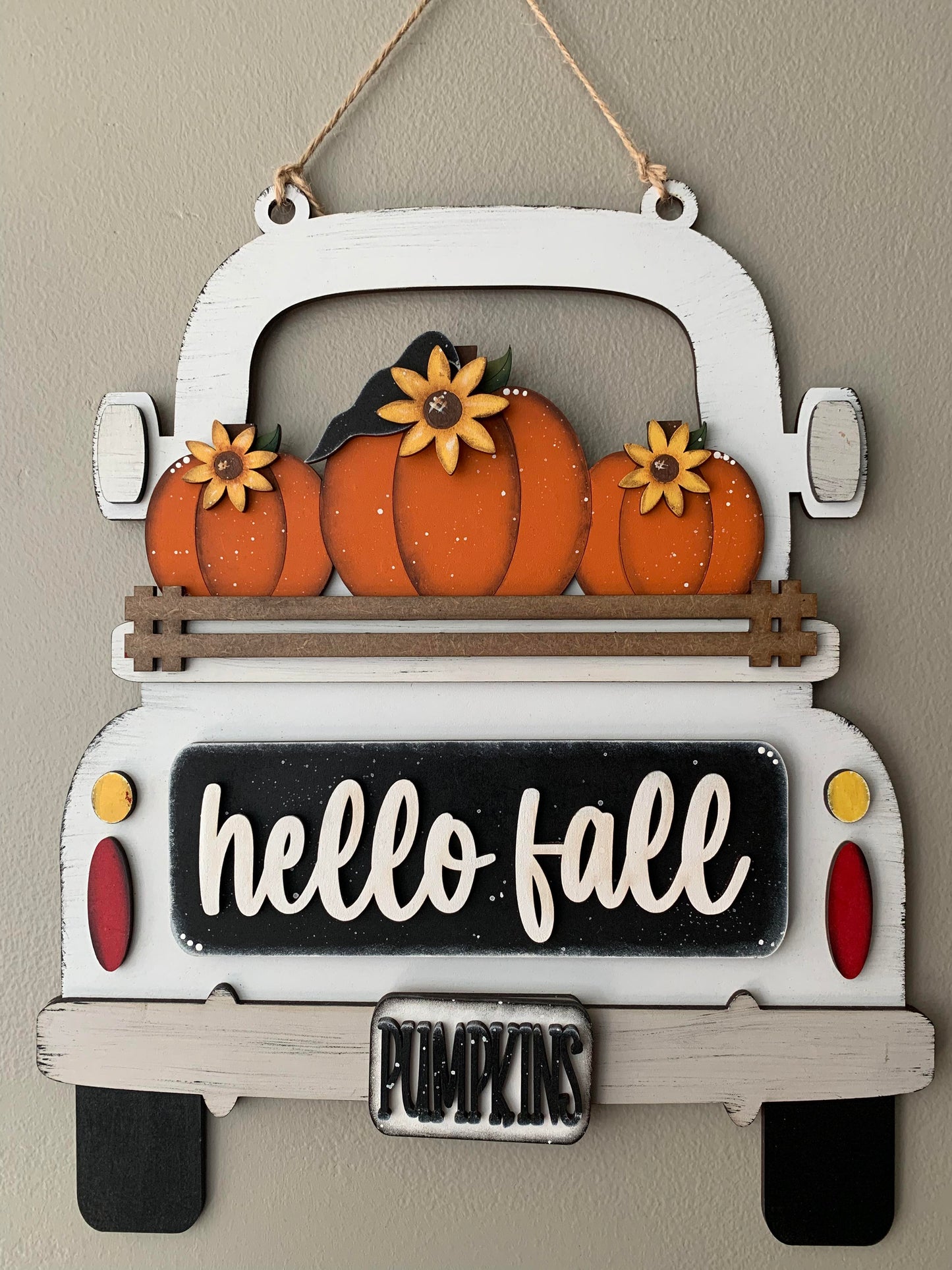 Fall 1 Pumpkins Hanging Truck | Cutting Board