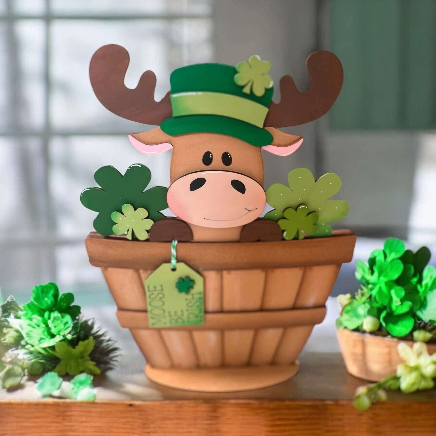St. Patrick’s Moose 1 Basket Insert – Full Size | Interchangeable St. Patrick's Decor