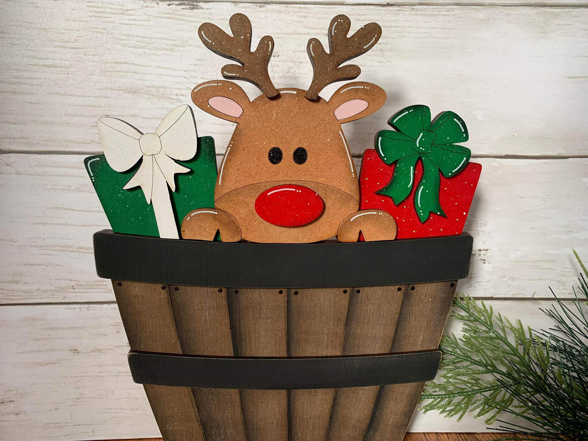 Reindeer presents Basket Insert – Full Size | Interchangeable Christmas Decor