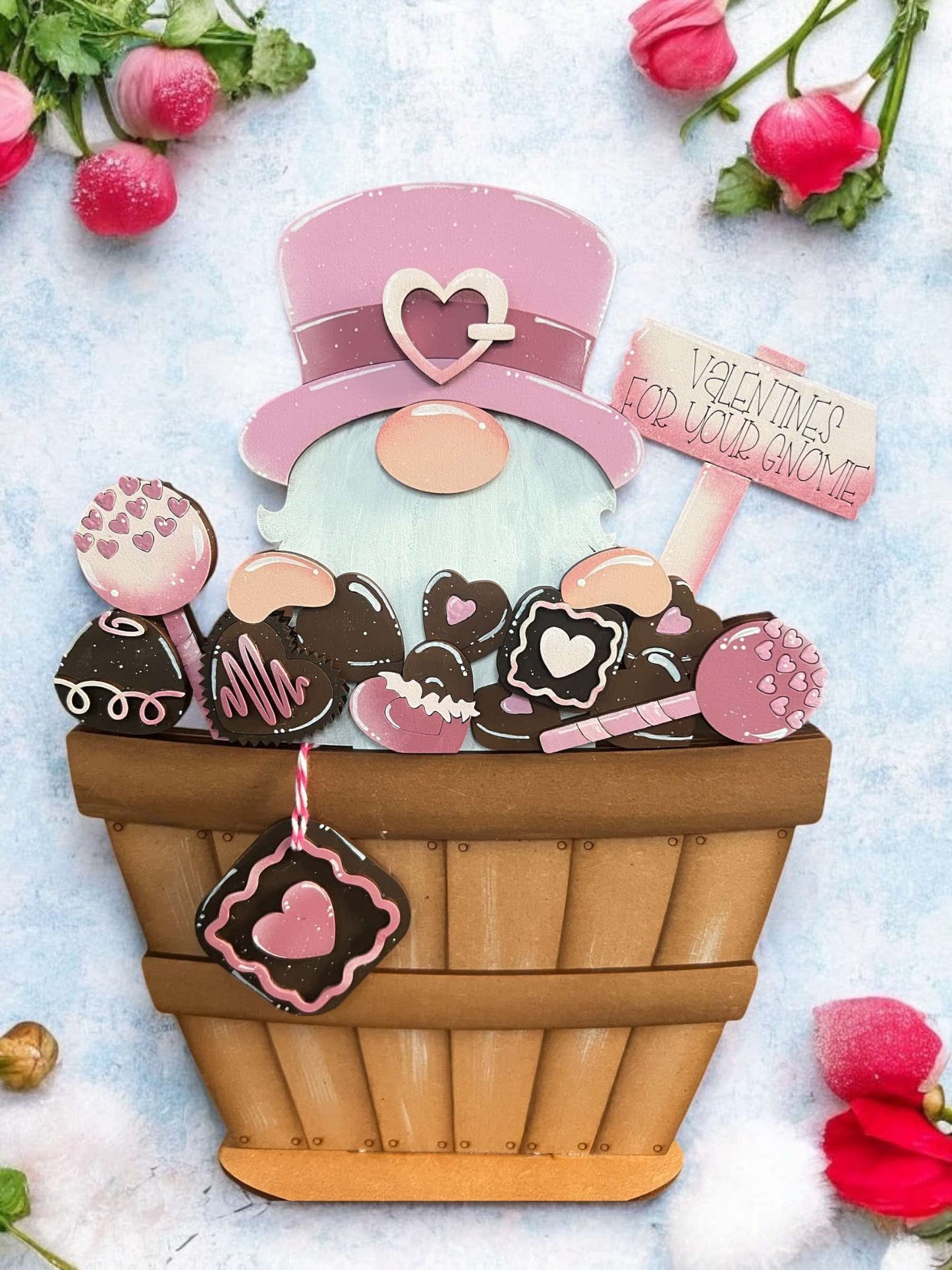 Valentine Gnome Basket Insert – Full Size | Interchangeable Valentine Decor