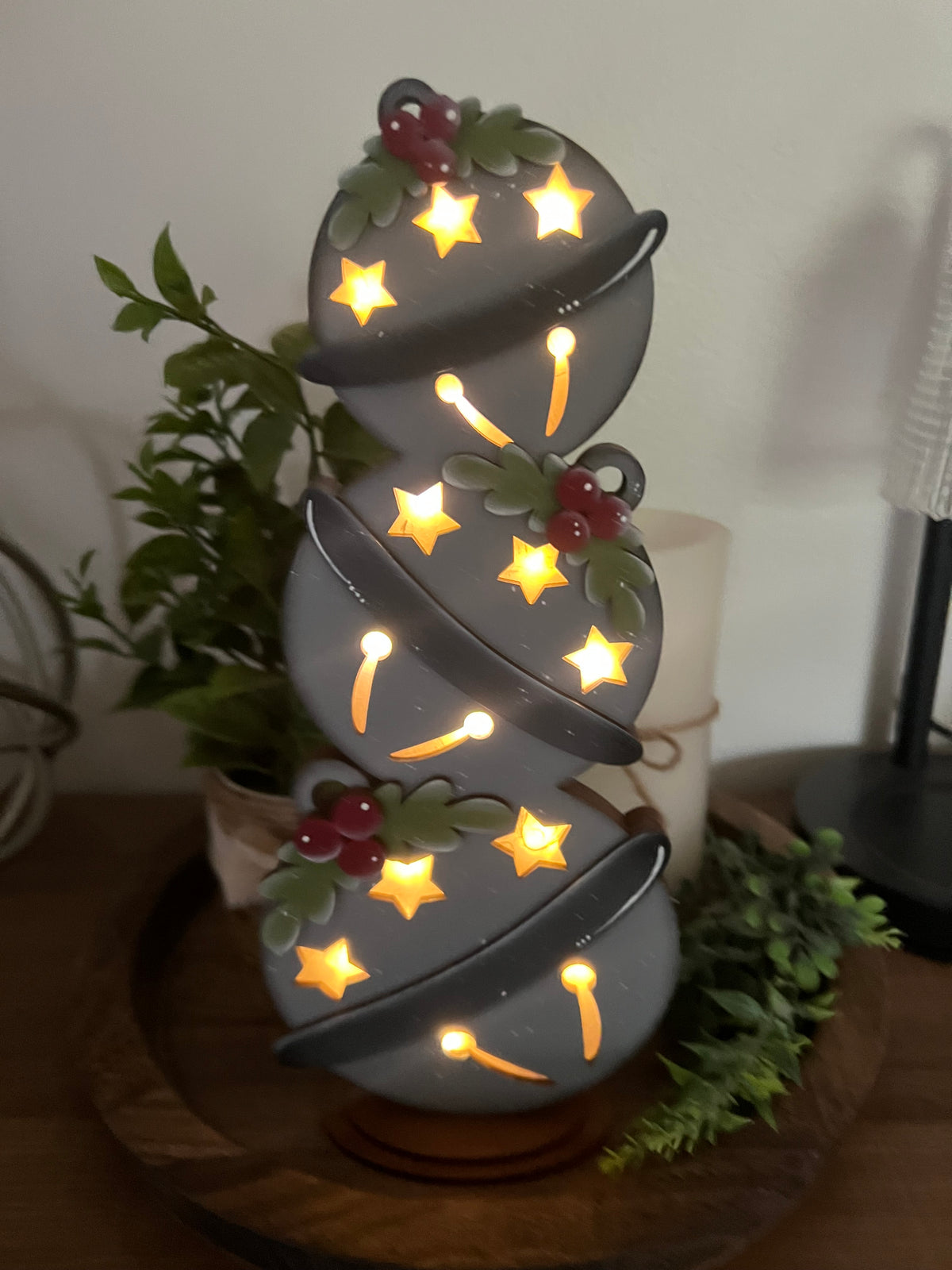 Lighted Silver Bells Shelf Sitter – Christmas Décor