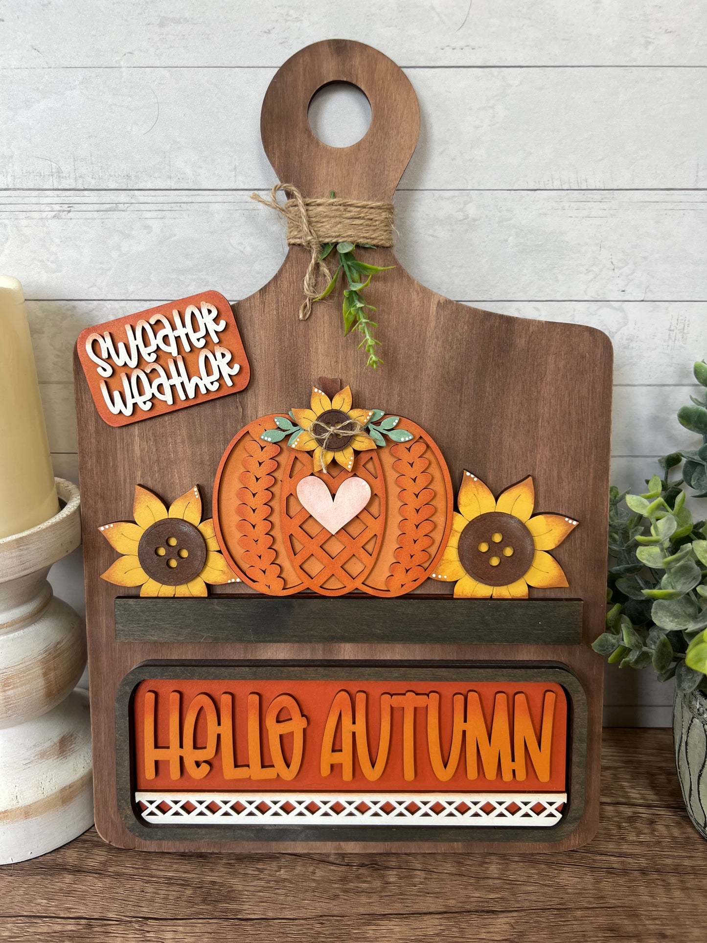 Sweater Weather Interchangeable Truck & Cutting Board Hanging Truck | Fall Interchangeable Truck Decor