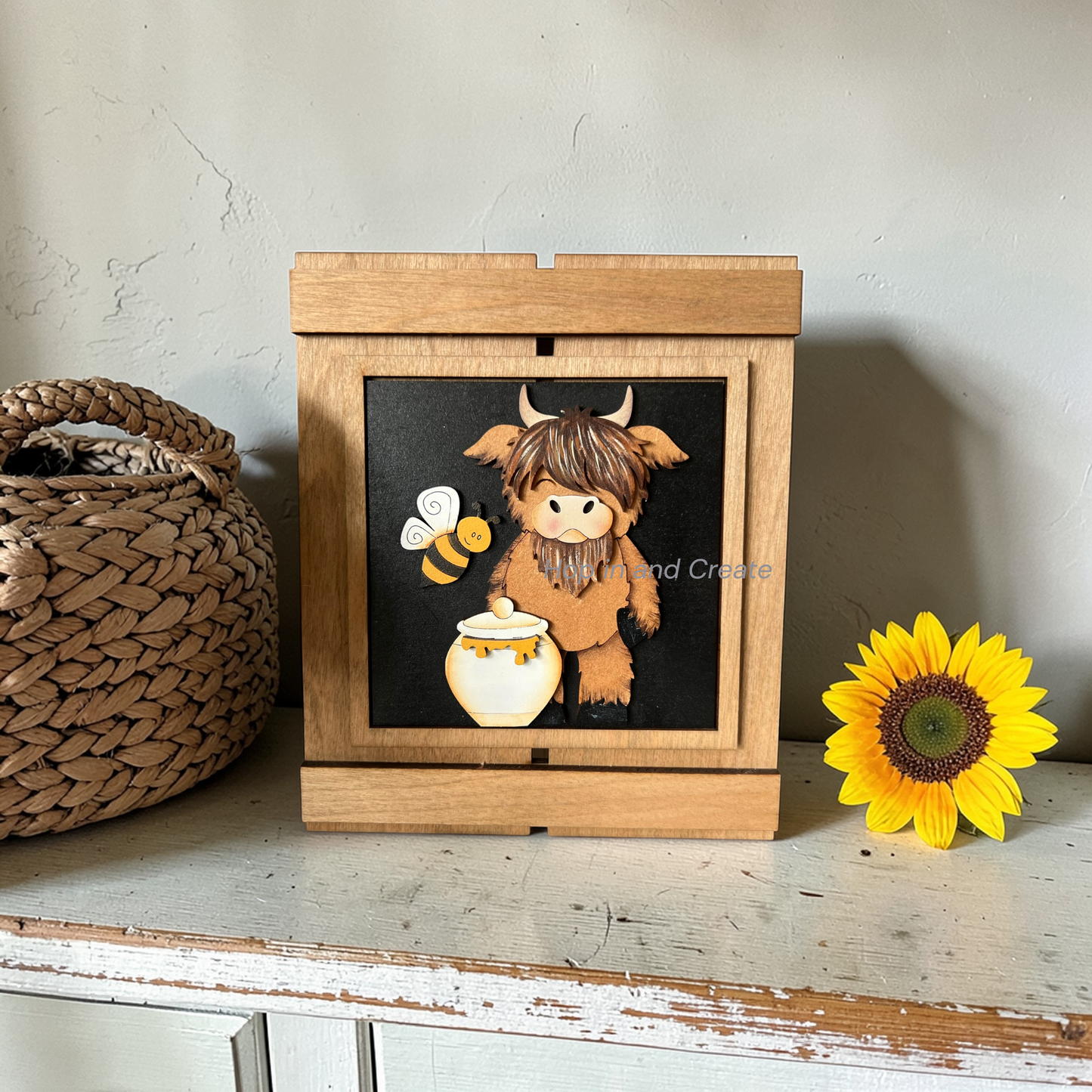 Highland Cow Bee Full Size Tile Set | Summer Interchangeable Decor (4.25”)