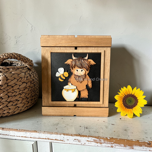 Highland Cow Bee Full Size Tile Set | Summer Interchangeable Decor (4.25”)