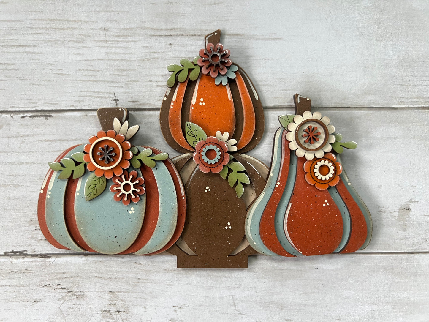 Pumpkins and Flowers Basket Insert – Full Size | Interchangeable Fall Decor