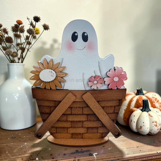 Floral Ghost Halloween Mini Basket Insert