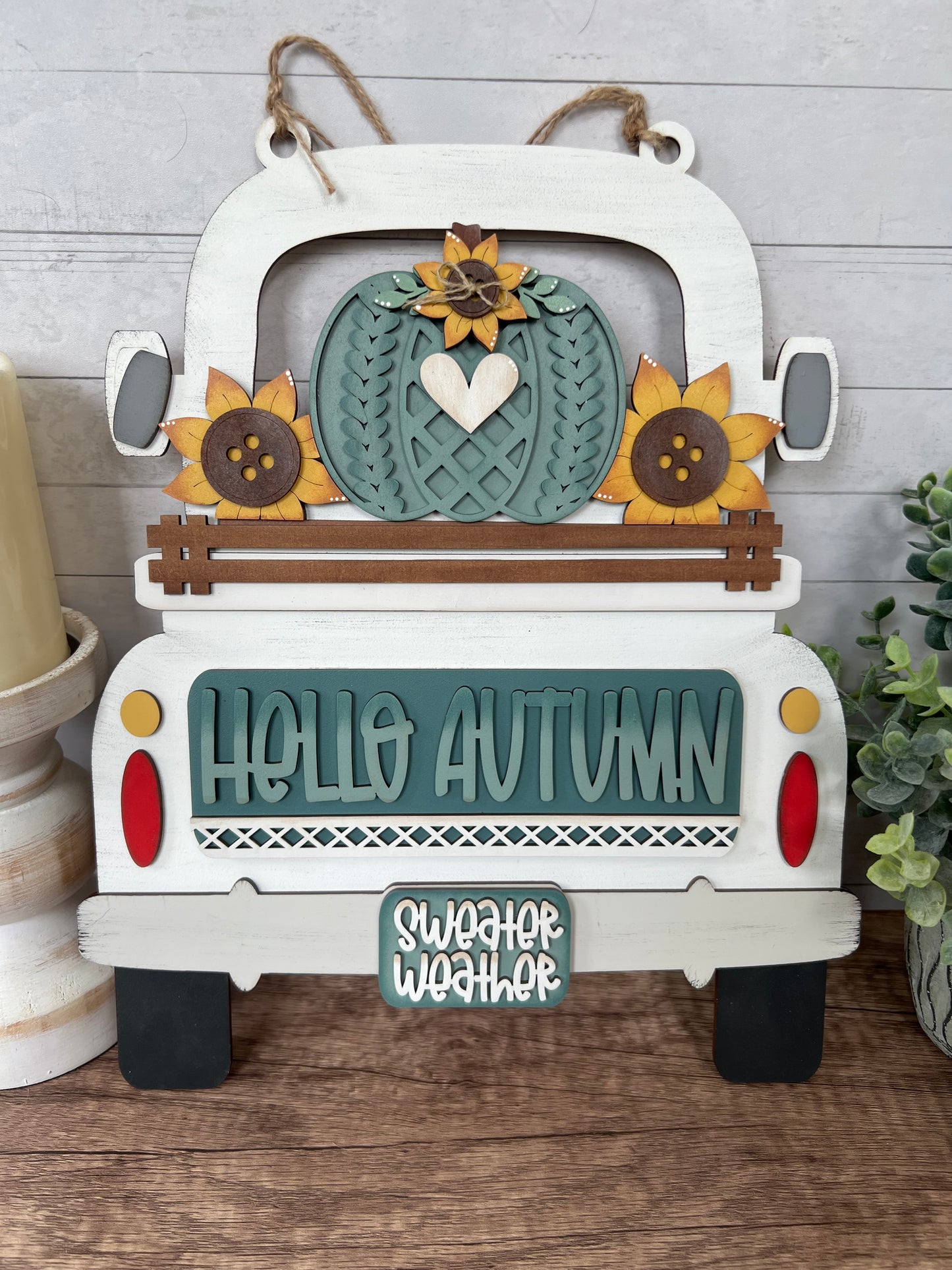 Sweater Weather Interchangeable Truck & Cutting Board Hanging Truck | Fall Interchangeable Truck Decor