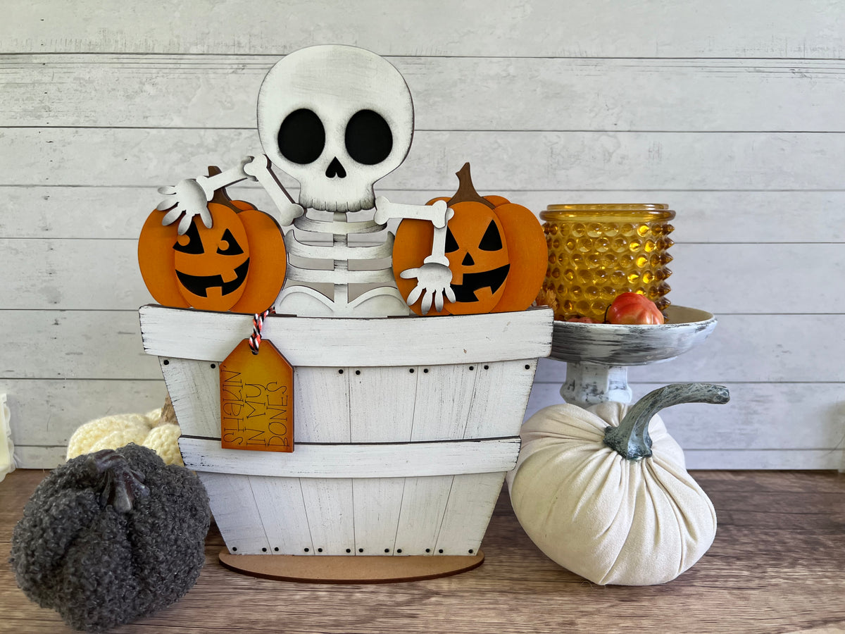 Cute Skeleton Halloween Full Size Basket Insert