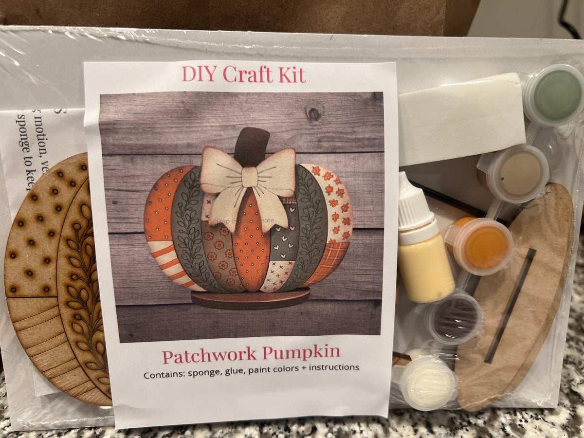 Patchwork Pumpkin Shelf Sitter DIY Kit