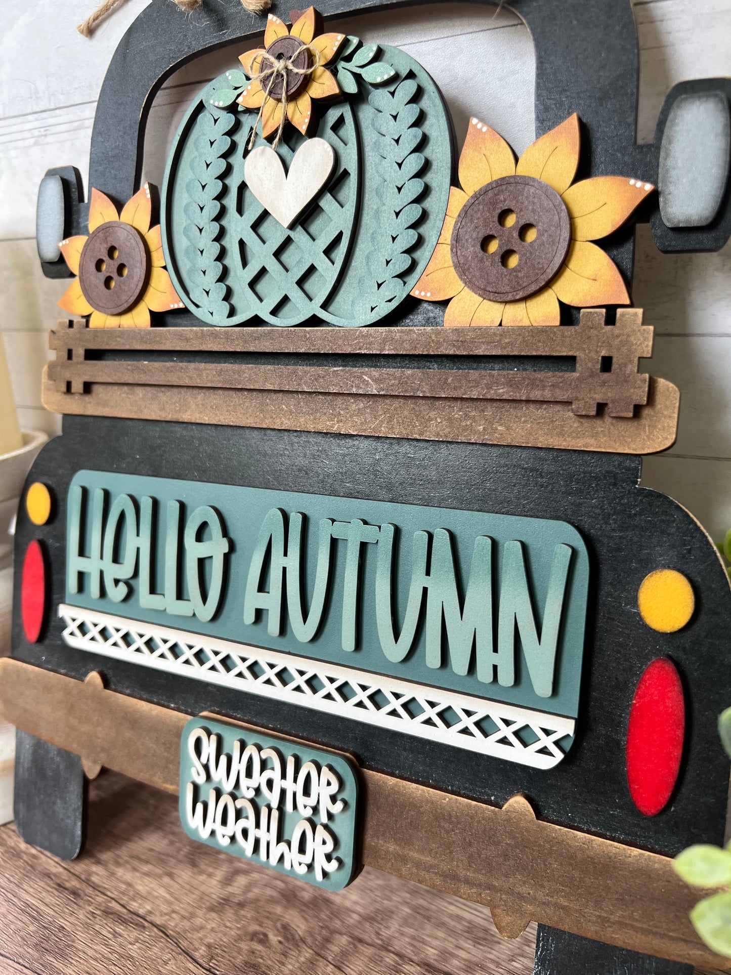 Sweater Weather Interchangeable Truck & Cutting Board Hanging Truck | Fall Interchangeable Truck Decor