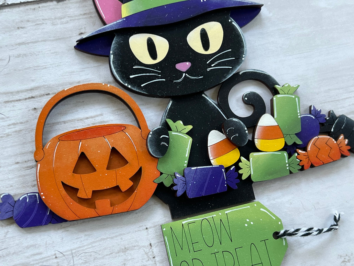 Halloween Black Cat Basket Insert Full Size | Interchangeable Halloween Decor