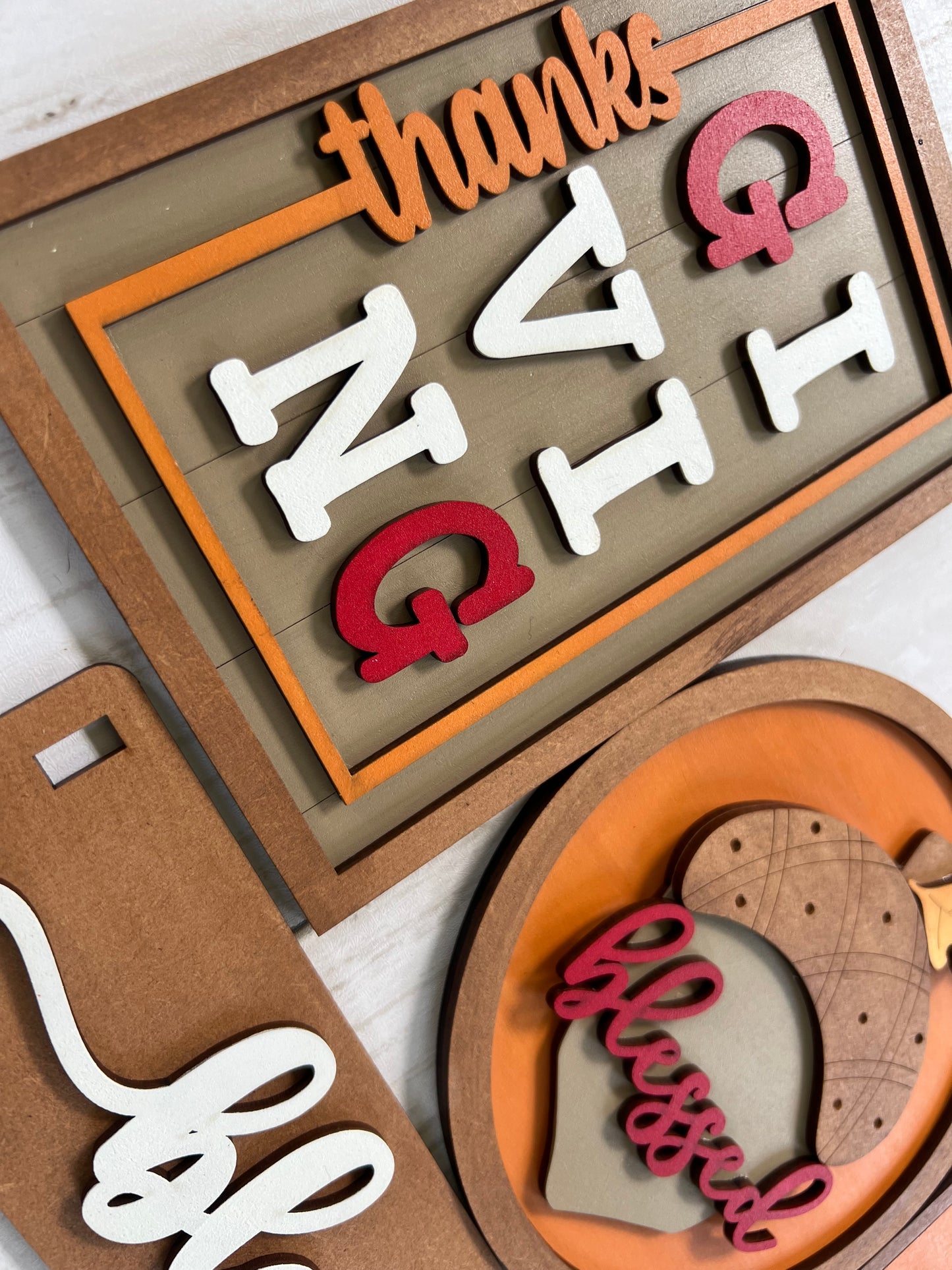 Blessed & Give Thanks Fall Wagon Insert | Thanksgiving Wagon Decor | Interchangeable Autumn Display
