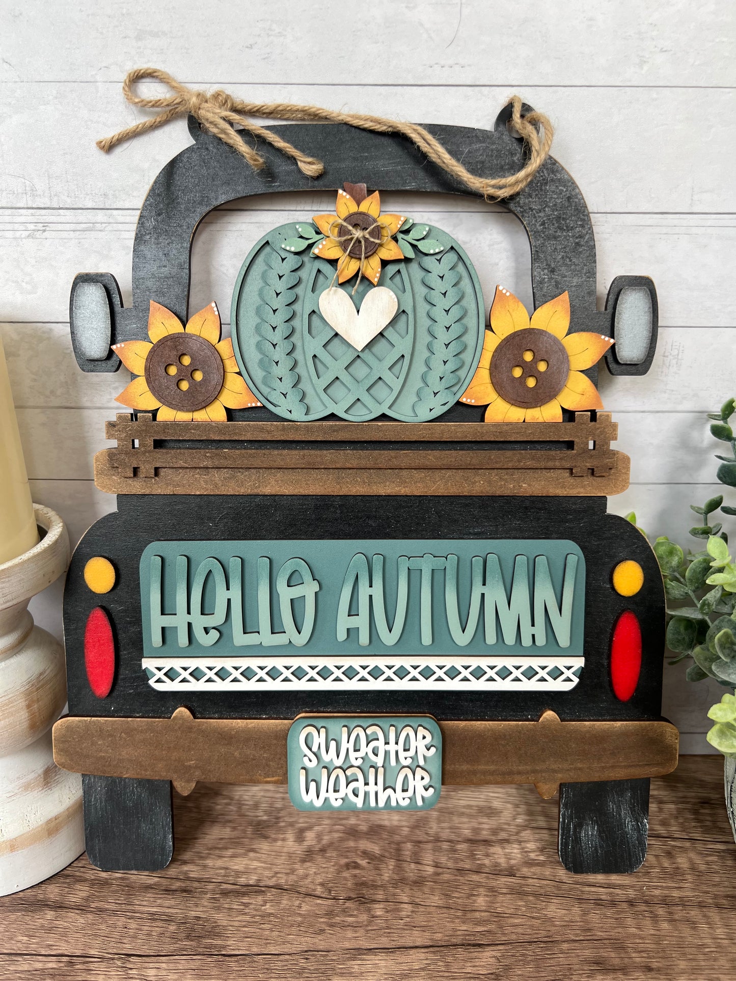 Sweater Weather Interchangeable Truck & Cutting Board Hanging Truck | Fall Interchangeable Truck Decor