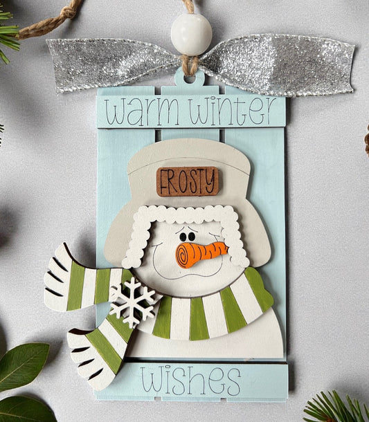 Snowman Sled, DIY Ornament Kit