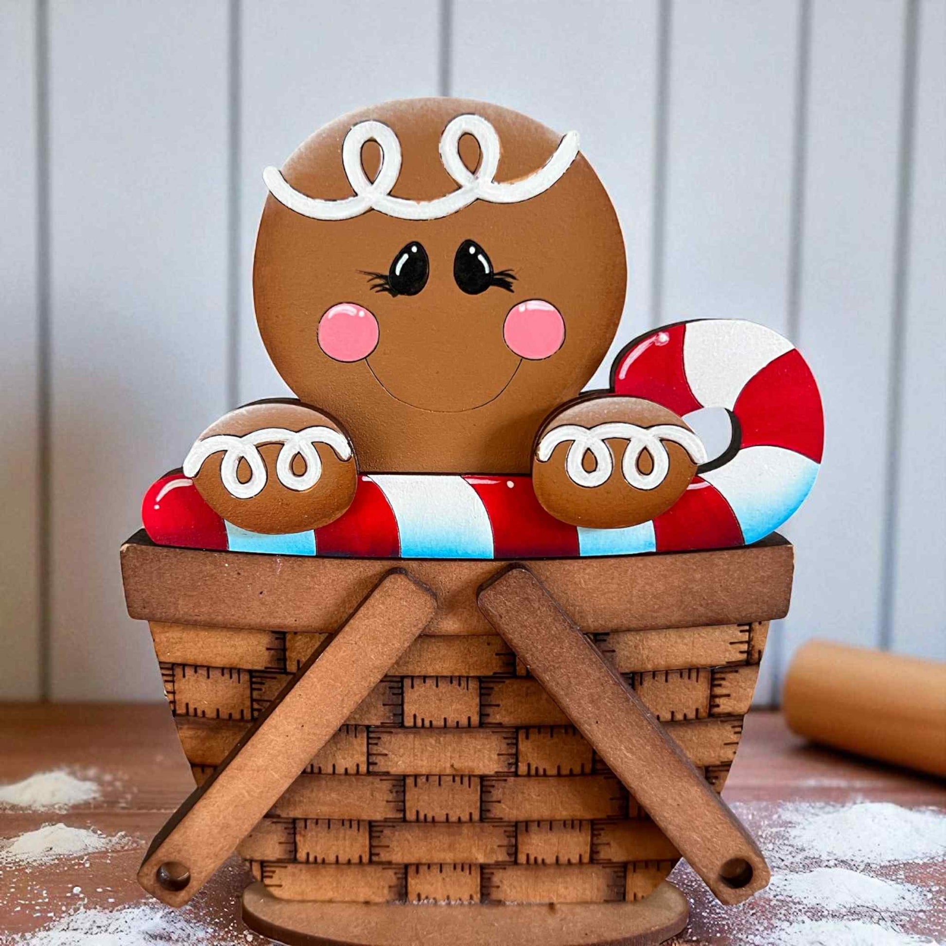 gingerbread and candy cane mini basket interchangeable insert