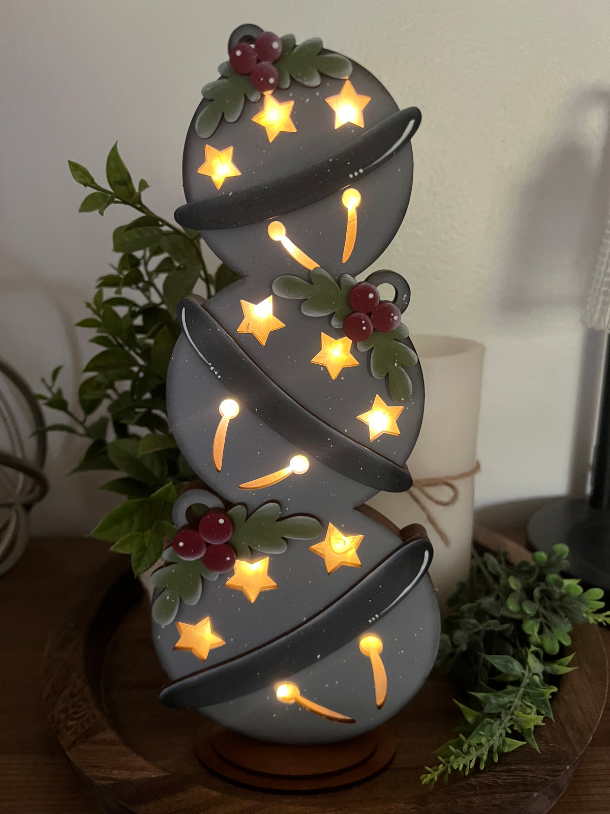 Lighted Silver Bells Shelf Sitter – Christmas Décor