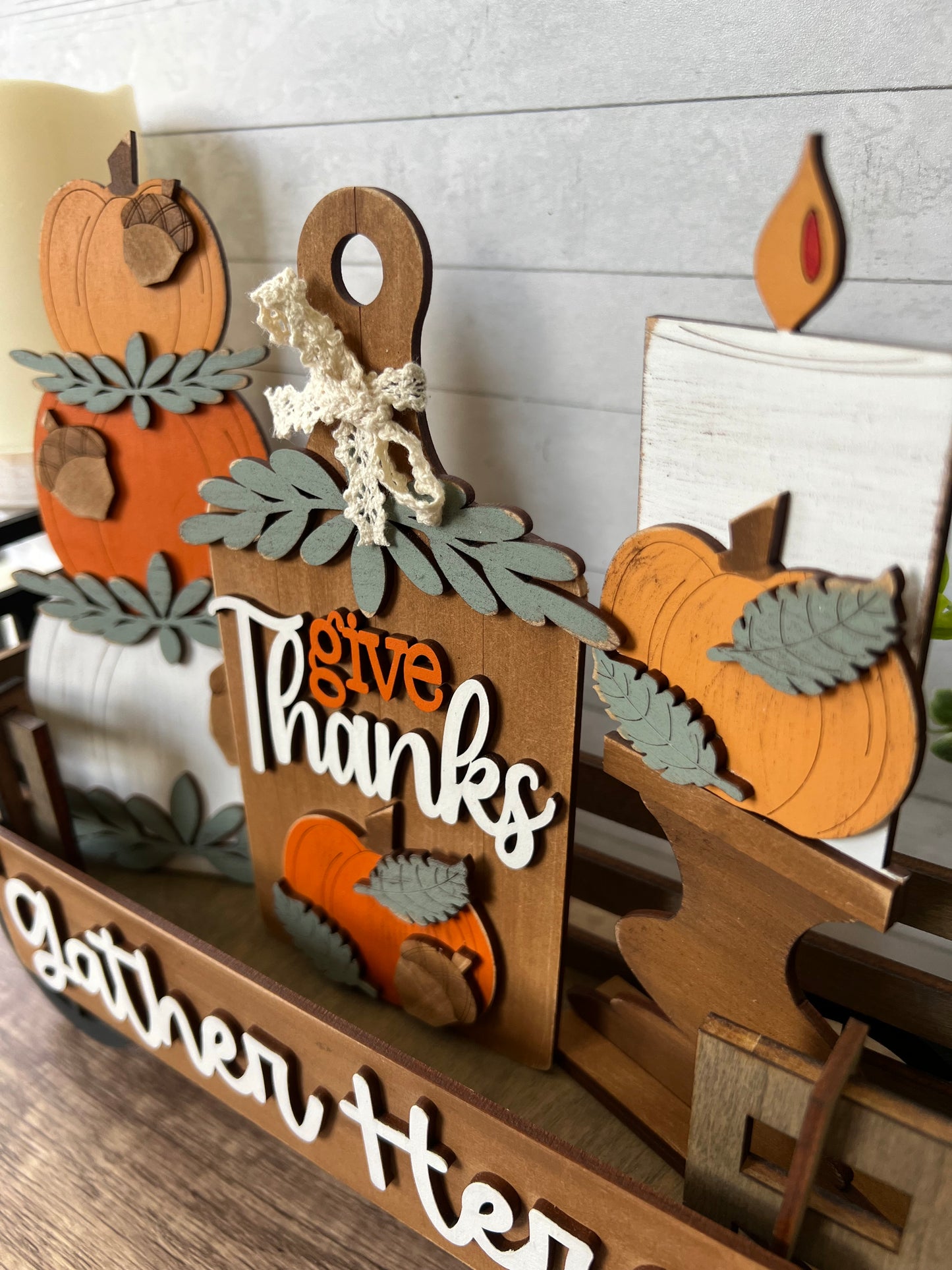Gather Here Fall Wagon Insert | Thanksgiving Wagon Decor | Interchangeable Autumn Display