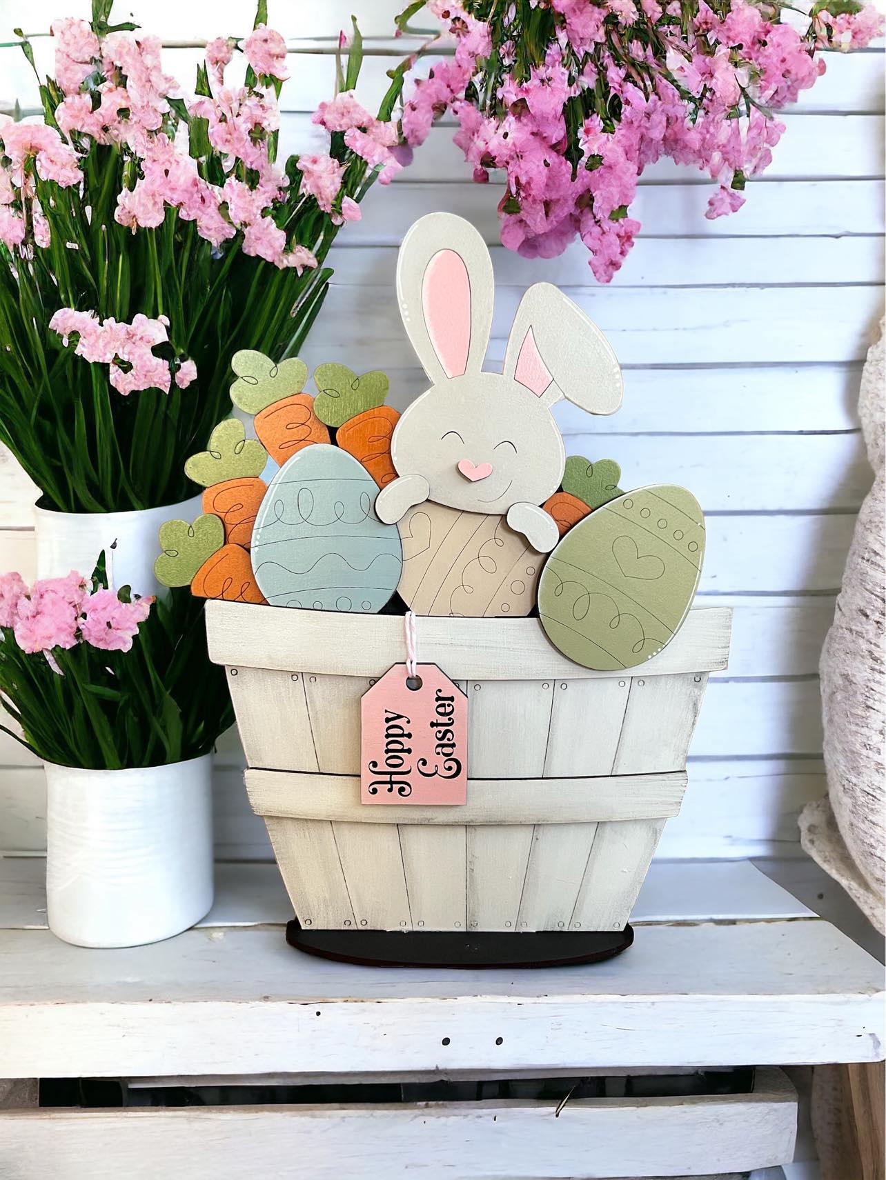 Easter Bunny and Eggs Basket Insert – Full Size | Interchangeable Easter Decor