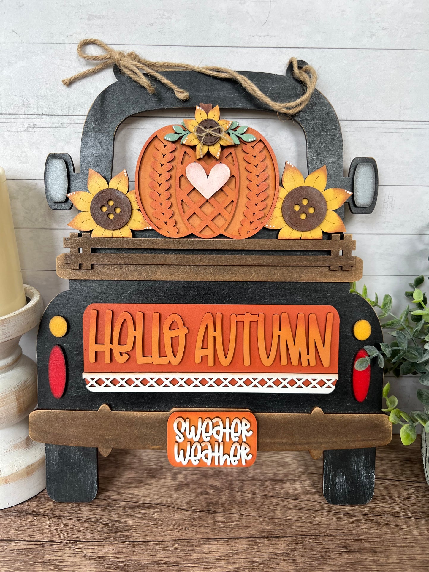 Sweater Weather Interchangeable Truck & Cutting Board Hanging Truck | Fall Interchangeable Truck Decor