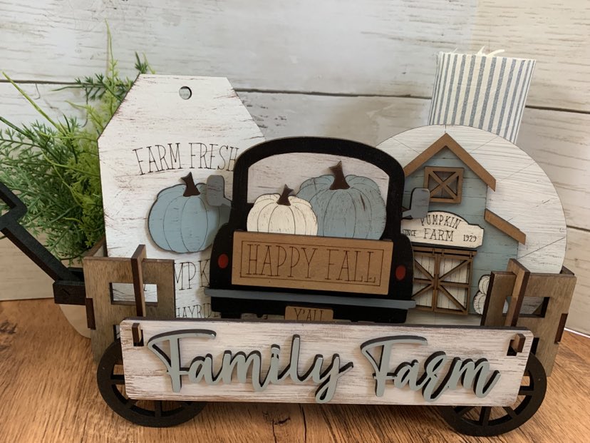 Family Farm Fall Wagon Crate Insert | Interchangeable Pumpkin Farm Wagon Decor
