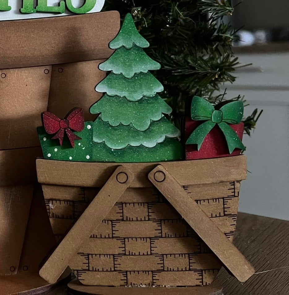 Christmas Tree & Presents Mini Basket Insert