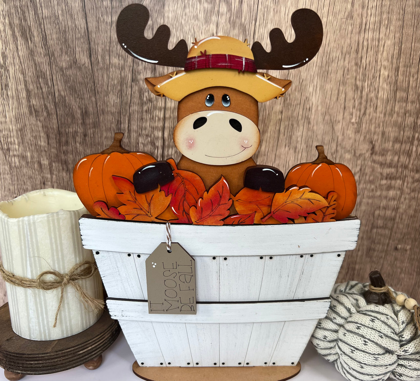Fall Moose Basket Insert – Full Size | Interchangeable Fall Decor