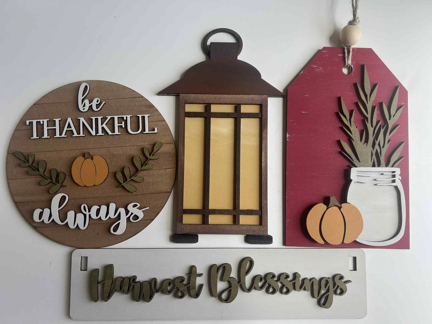 Harvest Blessings Thanksgiving Wagon Crate Insert | Interchangeable Fall Wagon Decor