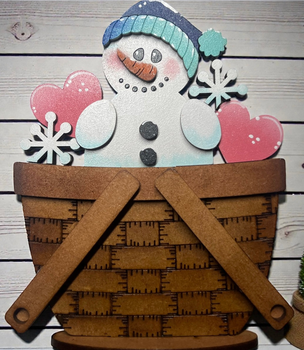 Valentine Snowman Mini Basket