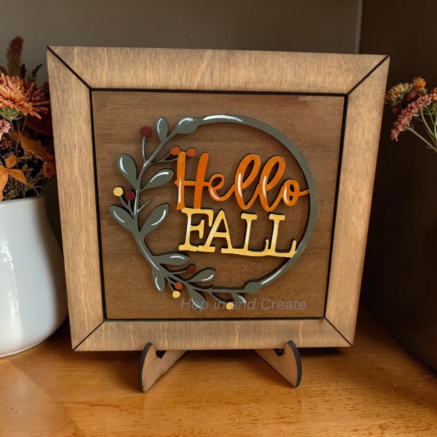 Hello fall wreath tile