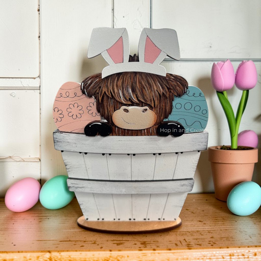 Highland Cow Easter Egg Mini Basket Insert | Interchangeable Basket Insert
