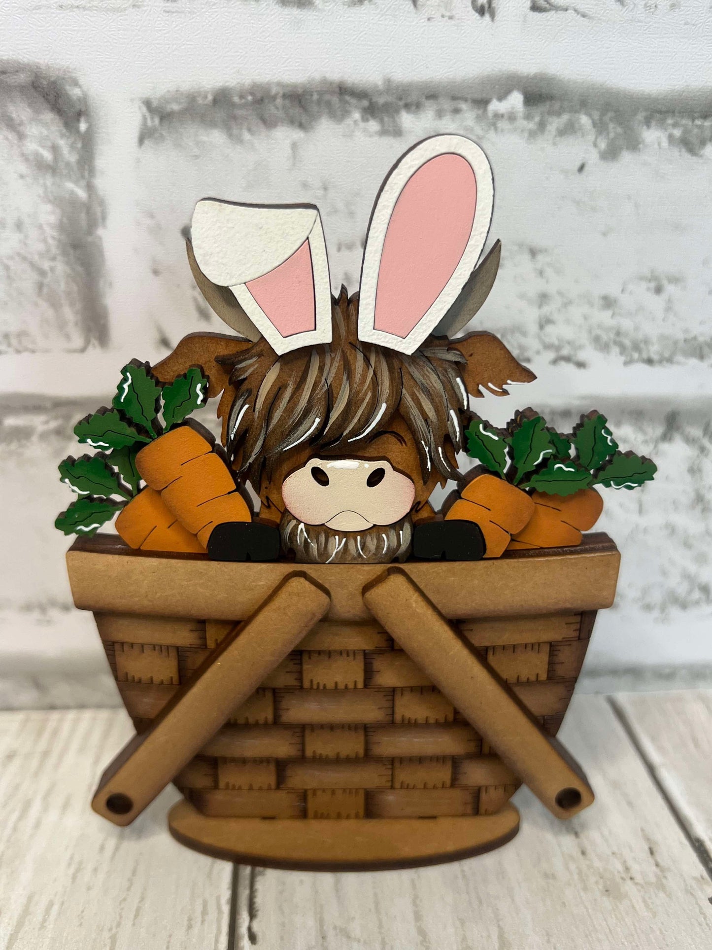 Highland Cow Easter Carrots Mini Basket Insert