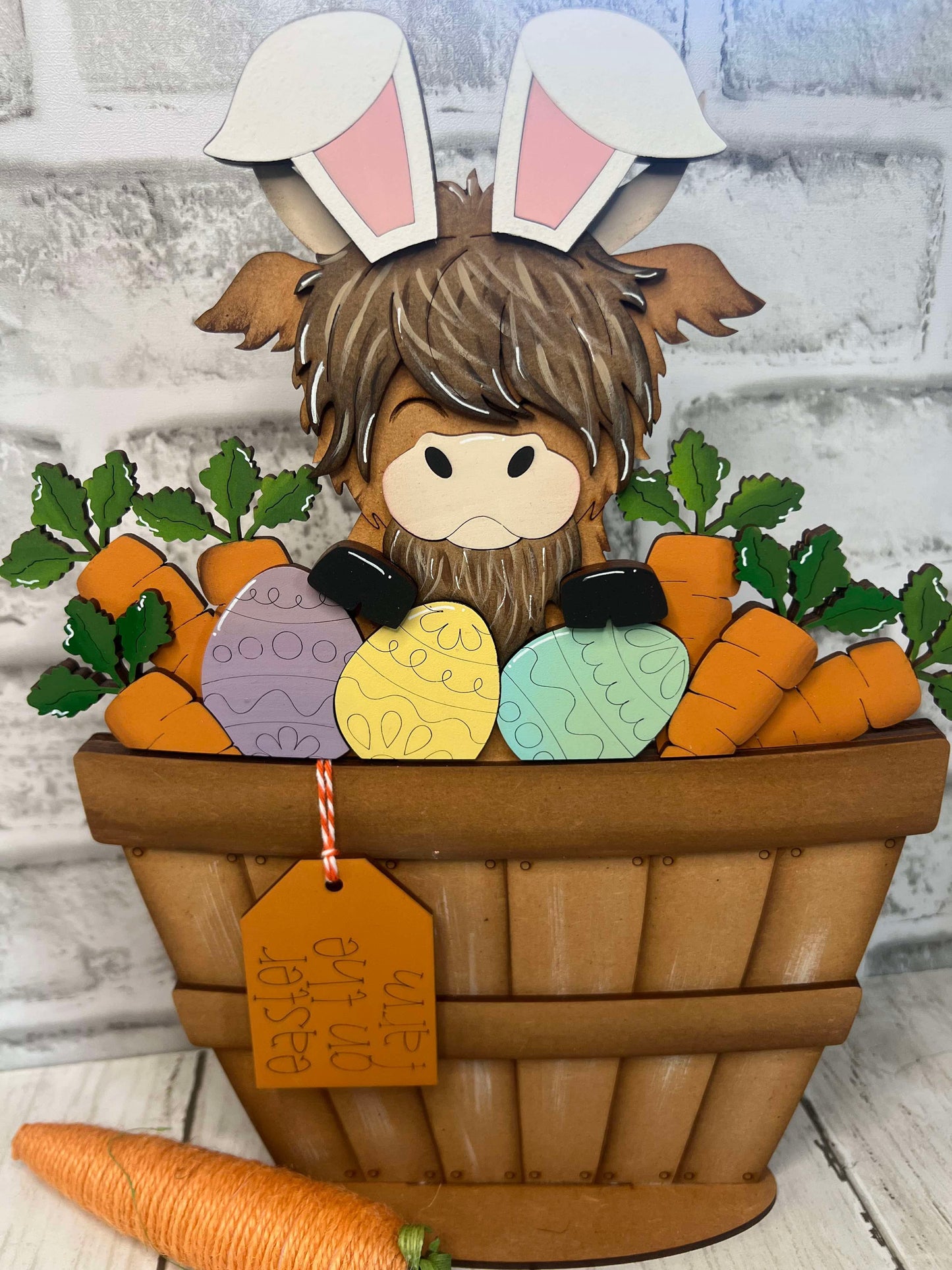 Easter Highland Cow 2 Basket Insert – Full Size | Interchangeable Easter Decor