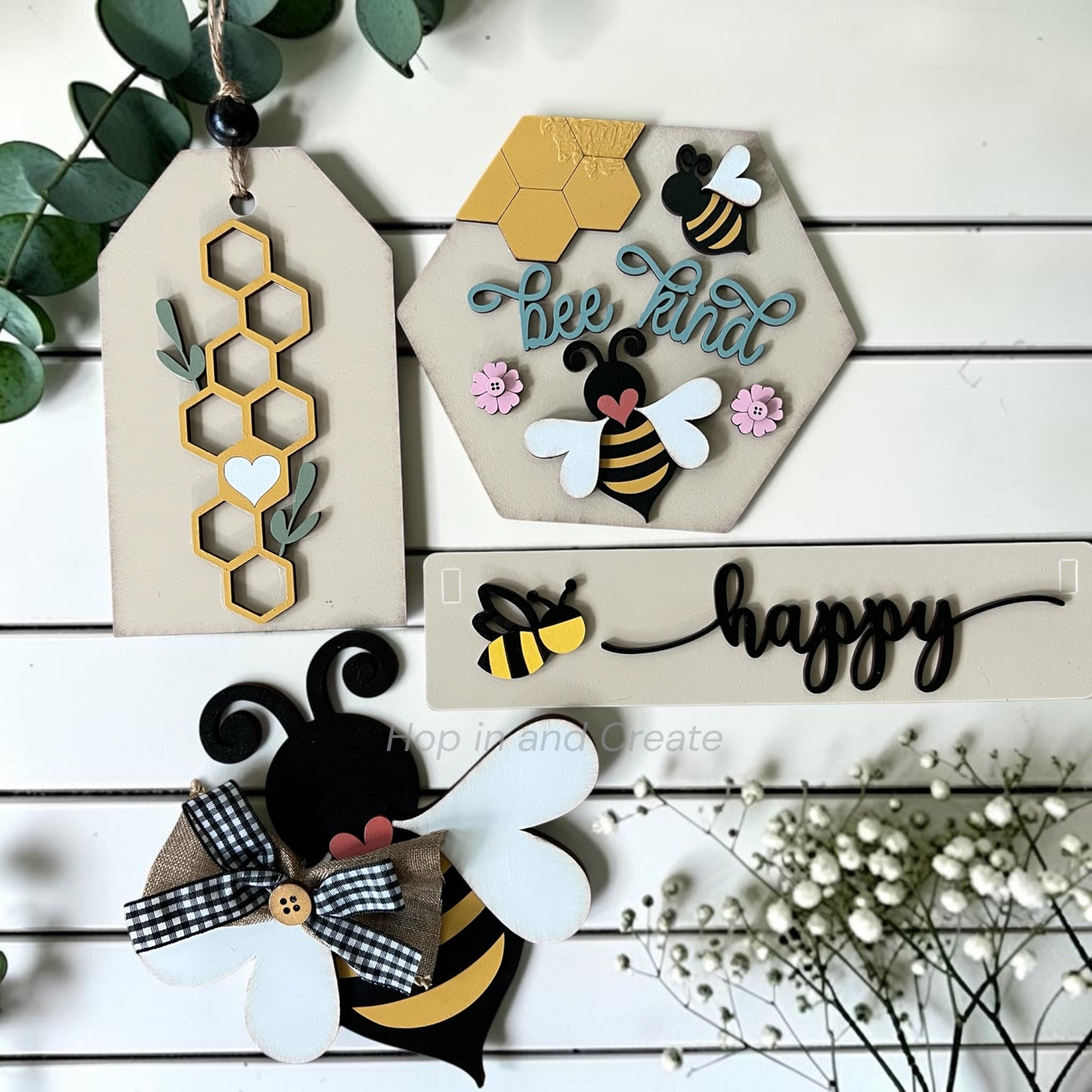 Bee Happy Wagon Crate Insert | Interchangeable Wagon Decor