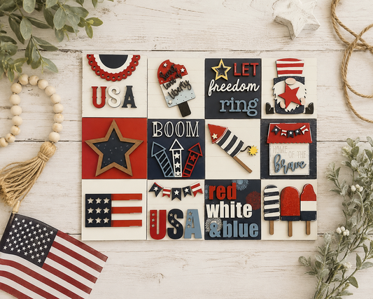 Patriotic Interchangeable Tile Collection | Full Size 4th of July Tiles