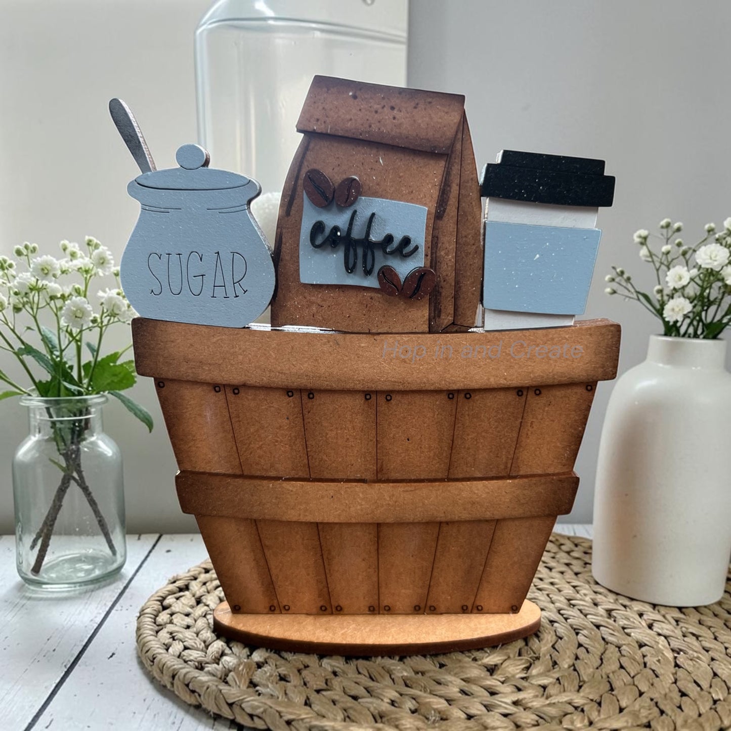 Mini Coffee Basket Insert | Coffee Lover Interchangeable Basket Decor | Coffee Bar Mini Basket Insert | Kitchen Coffee Decor