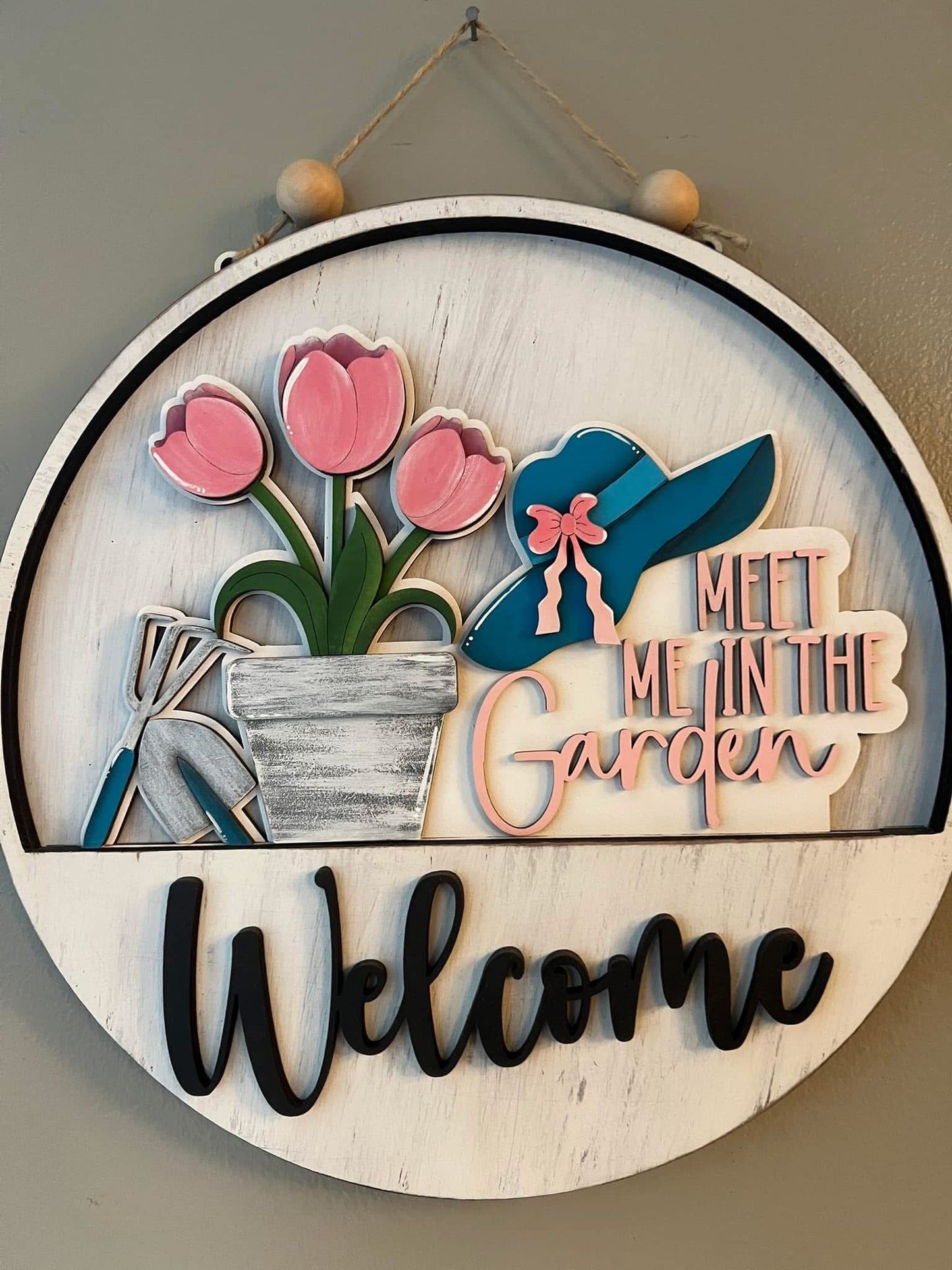 Spring Summer Garden Welcome Sign