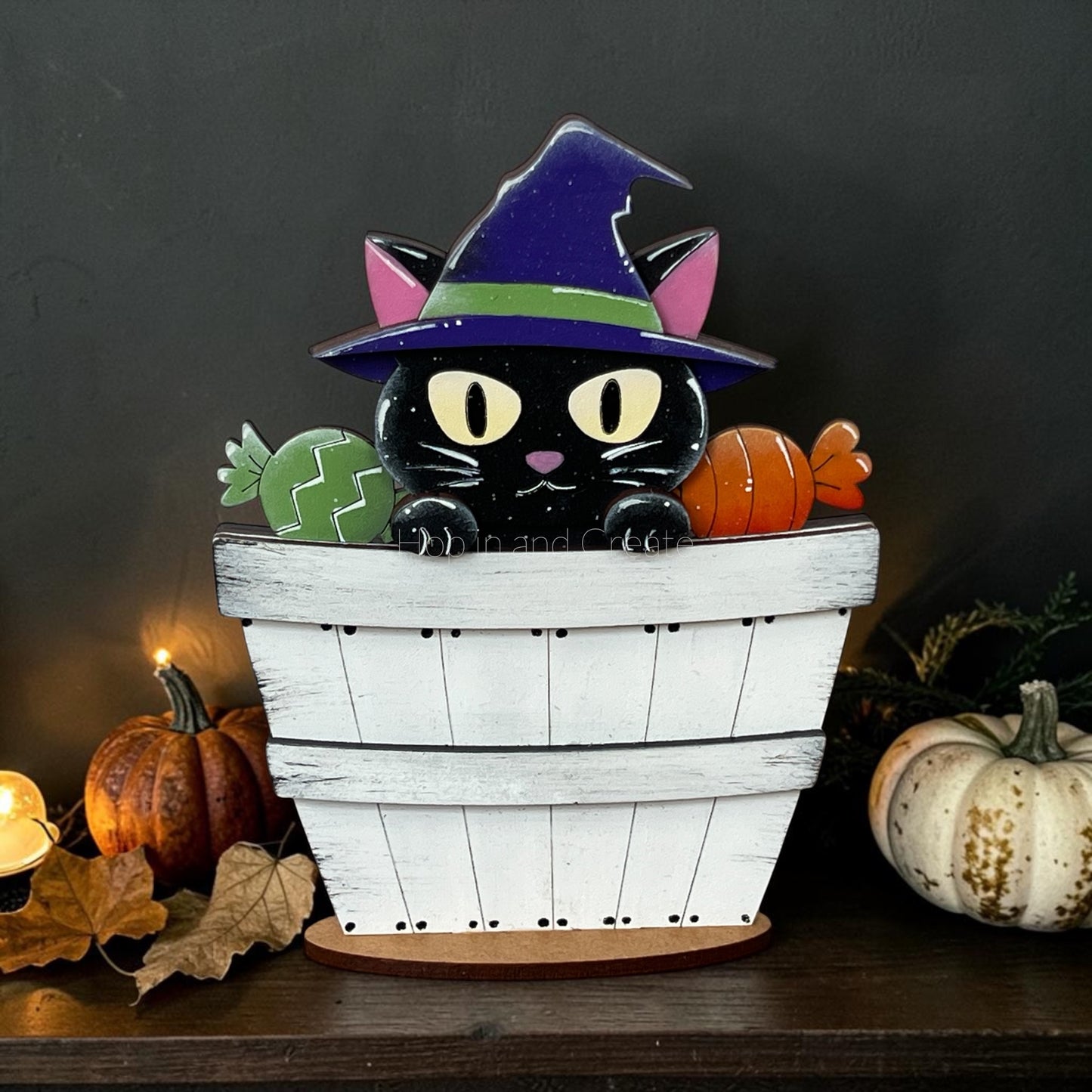 Halloween Black Cat Mini Basket Insert | Interchangeable Mini Basket Insert | Cute Witch Cat Halloween Decor